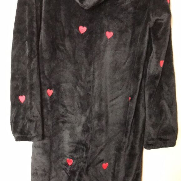 VS PINK Teddy One piece pjs Black w/Red Hearts cozy fall limited edition warm - Picture 8 of 12